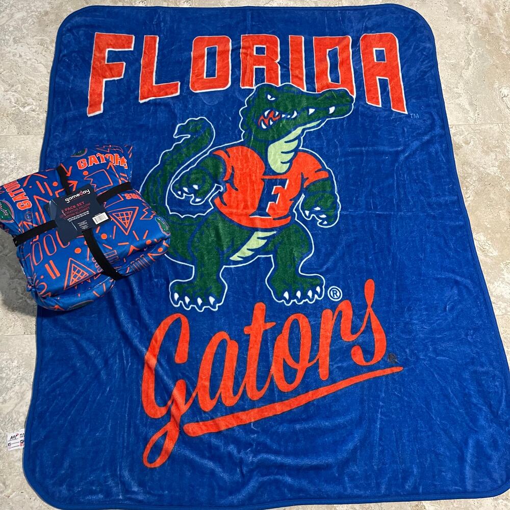 Florida Gators Bundle NWT Gameday 2 Pack Set Pillow + Throw and Used Blanket